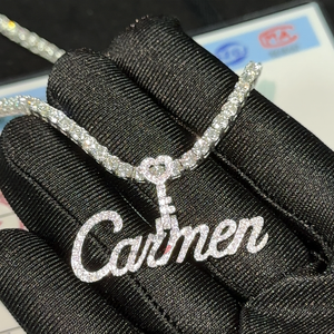 Şık <span class=keywords><strong>10K</strong></span> katı beyaz altın özel ad ilk mektup kolye kolye 6.66G Natural ct VS doğal elmas kolye - Product Image 6