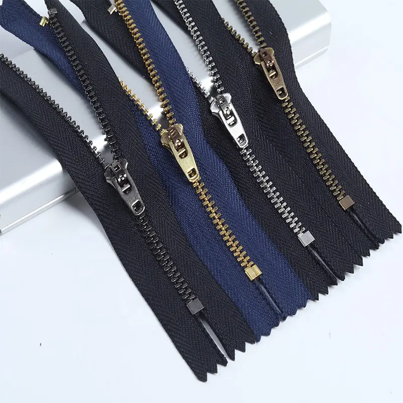 Custom Good quality jeans zipper 3# 4# 5# Anti Brass Gunmetal Zip Y-TEETH Close End YG Sliders Metal Zipper for pants