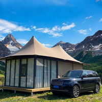 Tente de glamping en toile PVC imperméable, grande, double couche, toutes saisons, résistance au vent 120m 100km/h, protection UV, une chambre, pour le camping