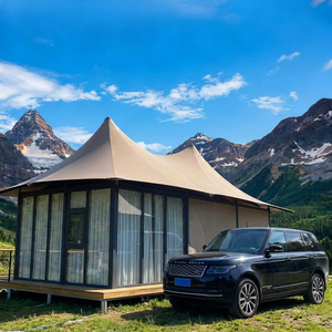 Tente de glamping en toile PVC imperméable, grande, double couche, toutes saisons, résistante au vent (120 m², 100 km/h), pour <span class=keywords><strong>camping</strong></span>, resort, extérieur - Product Image 1