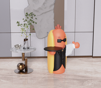 Statue de serveur en résine grandeur nature Figurine de serveur de dessin animé servant de majordome pour la décoration de maison et de restaurant