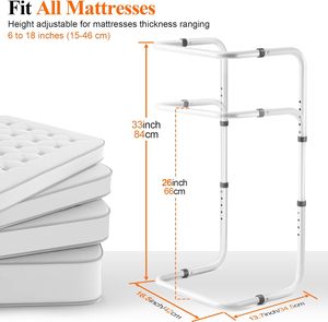 Elevador de manta de aleación de aluminio con pies de altura ajustable Rieles de cama de equipo de seguridad para adultos mayores - Product Image 5