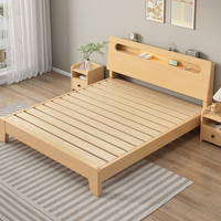 Lit superposé moderne en bois massif de pin américain avec panneau de rangement et tête de lit pliable, taille double pour garçons et filles - Taille du matelas 47" L x 86" P