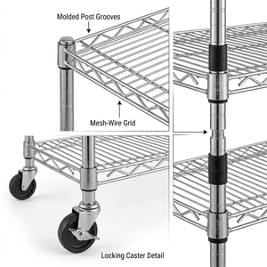 Scaffalatura a 5 Ripiani in Cromo NSF del Vietnam con Ruote, Scaffale Commerciale Resistente, Scaffalatura Mobile in Metallo per Supermercati - Product Image 2