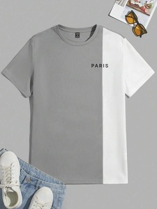 Men's casual knitted letter-print <b>patchwork</b> raglan short-sleeved T-<b>shirt</b>, source factory, customization available.F10 - Product Image 5