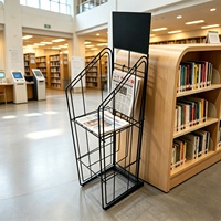 Présentoir métallique autoportant moderne et portable avec revêtement en poudre pour magasins de détail, magazines et livres