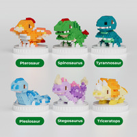 9903-9908 Pterosaurio, Espinosaurio, Tiranosaurio, Plesiosaurio, Estegosaurio, Triceratops, Bloques de Construcción de Micropartículas de Dibujos Animados, Juguetes para Niños