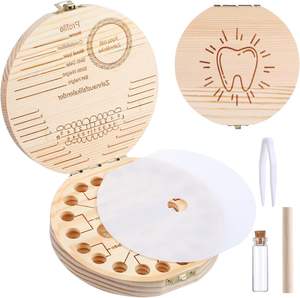 Scatola di fata dei denti per bambini in legno carina con Design inciso in stile rustico organizzatore ricordo per denti smarriti per bambini - Product Image 1