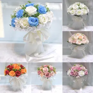 Bridal Artificial Rose Bouquet Hand Flowers For Wedding Party Bridesmaid Decoration Flower