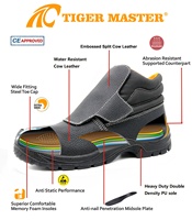 Chaussures de sécurité pour soudeurs en acier OEM pour hommes, résistantes aux perforations, avec embout en acier, en cuir de vache noir, antidérapantes, résistantes à l'huile, semelle en PU