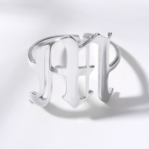 Initialenring M aus Edelstahl, Verlobungsringe für Frauen, Roségold-Schmuckringe, Ehering, Alphabet A-Z Fingerring - Product Image 6