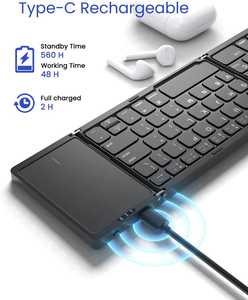 Clavier pliable sans fil OEM ODM à trois volets, clavier portable de poche avec pavé tactile pour tablette et téléphone, directement de l'usine - Product Image 4
