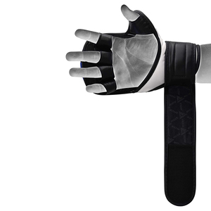 Entraînement aux grappins pour arts martiaux Mitaines de combat en cuir de vachette à paume ouverte Dragonne réglable Gants MMA de marque privée - Product Image 3