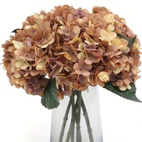 Bunga Hydrangea Buatan Batang Tunggal Bahan Sutra dengan Gaya Lukisan Minyak Musim Gugur untuk Dekorasi Pernikahan dan Rumah, Realistis