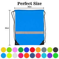 Sac à cordon personnalisé en polyester imperméable avec bande réfléchissante, sac à dos de sport à cordon, sac de sport pour marathon et salle de sport