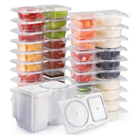 Contenant jetable en plastique à double compartiment avec couvercle pour sauces et collations – Idéal pour les fêtes, les voyages et le camping