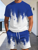T-shirt décontracté pour homme à manches courtes, col rond, coupe ample, imprimé numérique 3D avec motif, en polyester