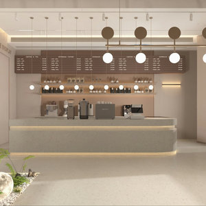 Kiosco de Café de Madera de Lujo Personalizado con Iluminación LED |   Mostrador de Bar Ecológico para Cafeterías, Interiores de Cafés y Exhibiciones en Centros Comerciales - Product Image 1