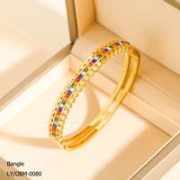 Bracelet pour femme en acier inoxydable plaqué or 18 carats, hypoallergénique, de haute qualité, poli, avec fleurs pavées de zircon
