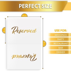 Elegant Rectangle Place <b>Card</b> 4 In X 3 In Hot Fix Gold Printing Durable For Wedding Party Restaurant <b>Table</b> Reserved Sign - Product Image 3