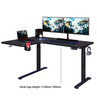 Bureau d'ordinateur ergonomique en forme de L, noir, réglable en hauteur, à un moteur, 2 étages, pour le bureau, le salon, vente chaude