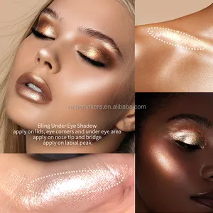 Maquillaje de larga duración shimmer sparkle sombra de ojos metálica de un solo tono paleta diamante brillo sombra de ojos