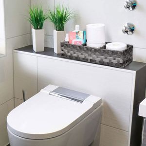 Dropshipping Shopify Toilet Tank Topper <b>Paper</b> Basket -Multiuse Hand Woven Plastic Wicker Basket for Countertop <b>Organizer</b> Storage - Product Image 5
