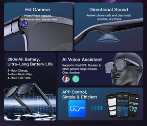 نظارات شمسية للرجال بتقنية البلوتوث بترقية جديدة لكاميرا M02S وتسجيل الفيديو بتقنية AI للتعرف على الصور وترجمة المكالمات بتقنية البلوتوث - Product Image 5