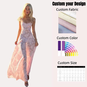<span class=keywords><strong>Robe</strong></span> longue sexy rose en mousseline florale pour <span class=keywords><strong>femme</strong></span>, <span class=keywords><strong>chic</strong></span>, à fines bretelles, taille empire, moulante, pour club, soirée, été, plage, station balnéaire - Product Image 1