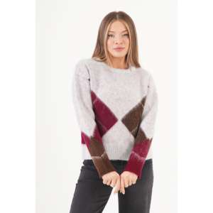 เสื้อสเวตเตอร์ถักไหมพรมสีเทาเมกะ ลายบาคลาวา สำหรับผู้หญิง ขายส่ง - Product Image 6