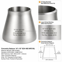 Reductor Excéntrico de Acero al Carbono OEM para Suministro de Agua de Gran Diámetro, Soldadura a Tope, NPS 6, 36 Pulgadas, ASME B16.9, ASTM A234 WPB para Drenaje
