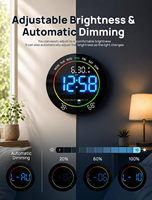 Jam Dinding Digital Besar 10 inci dengan Remote Control, Alarm, LED Besar, DST, Temperatur untuk Dekorasi Rumah Ruang Tamu