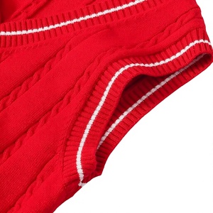 Chaleco de punto trenzado con cuello en V para hombre, ajustado, sin mangas, estilo pulóver, acanalado, informal, transpirable, vintage, para invierno - Product Image 5
