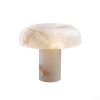 Lampe de Chevet LED Moderne de Luxe avec Base en Marbre Poli, Étanche, Abat-jour en Verre, CRI 70 Élevé, Intensité Réglable, Idéale pour Hôtels