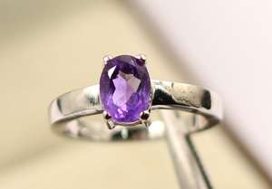 แหวนเงินแท้925พร้อมพลอยอเมทิสต์สีม่วงธรรมชาติ - Product Image 4