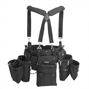 เข็มขัดเครื่องมือแบบ 16 ช่อง ทำจากไนลอน พร้อมสายรัดแบบเชือก สำหรับผู้ชาย กระเป๋าถอดออกได้ ปรับขนาดได้ พร้อมแผ่นรองหลัง - Product Image 1