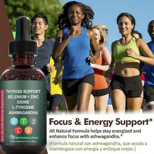 Suplemento Líquido para el Apoyo de la Función Tiroidea, 30 ml, con Algas Marinas, Schisandra, Guggul, Cayena, Albahaca, Folato y Cobre, Gotas Thyro Bloom - Product Image 6