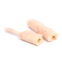 Barres de crème glacée croustillantes halal, en forme de bâtonnets de céréales énergétiques, biscuits gaufrettes enrobés de chocolat blanc, biscuits sandwich à la fraise