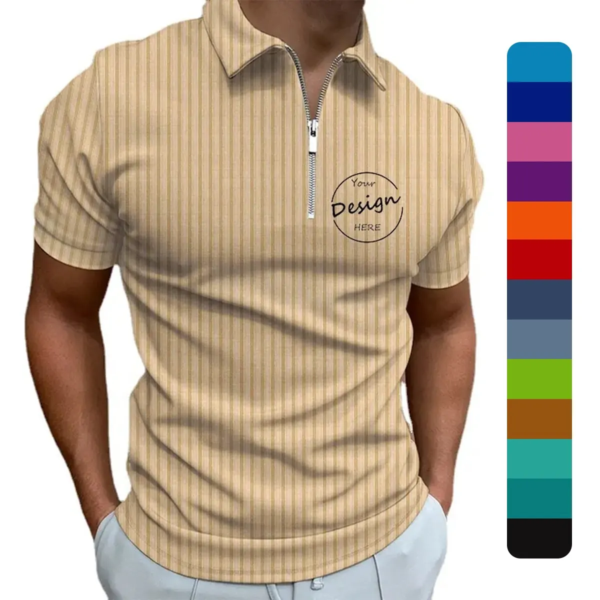 Venta al por mayor de encargo de talla grande de oficina de secado rápido de alta calidad a rayas polos de los hombres de manga corta de deporte de golf Polo de los hombres camiseta