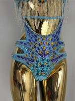 Nuevo Traje Sexy de Samba para Carnaval, Monokini con Pedrería para EDC, Stripper, Rave, Pasatiene, Concurso, Cabaret, Mardi Gras, Showgirl de Vegas