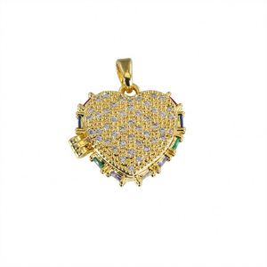 Collier pendentif cœur en cuivre plaqué or 18 carats, photo ouvrable, boucles d'oreilles et bracelet en diamant coloré, fabrication de bijoux - Product Image 5