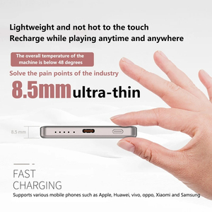 Cargador inalámbrico de alta calidad, ultrafino, 5000Mah, batería portátil, Banco de energía, carga rápida, capacidad Real para iPhone <span class=keywords><strong>con</strong></span> soporte - Product Image 4