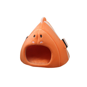 Lit pour chat en forme de poisson-clown, forme triangulaire, housse amovible, lit chaud pour chats toutes saisons - Product Image 4