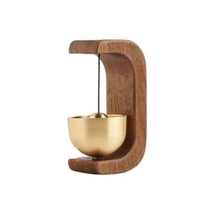 Campana de Viento Magnética Decorativa para el Hogar, de Madera de Haya, Recordatorio para Puerta de Coche, Adorno de Nogal y Cobre con Campana de Cobre - Product Image 1