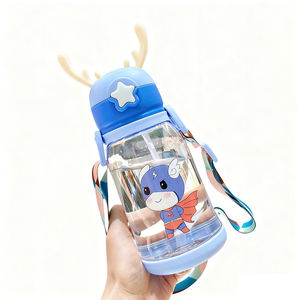 Vaso de agua de plástico con pajita para niños al por mayor, diseño de dibujos animados, botella portátil para estudiantes, gran capacidad para bebés - Product Image 4