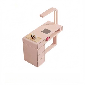 <span class=keywords><strong>Table</strong></span> de Manucure Ergonomique Rose Luxe Léger au Design Moderne, Facile à Nettoyer, avec Meuble de Rangement Latéral et Grande Surface de Travail - Product Image 4