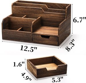 2025 mộc mạc bàn tổ chức với 7 ngăn và ngăn kéo bằng gỗ thư tổ chức văn phòng phụ kiện chủ - Product Image 3