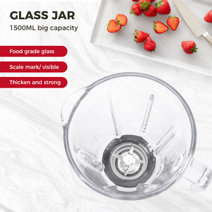 Máy xay sinh tố điện đa năng 2 trong 1, xay đá, làm thức ăn dặm cho bé, 5 tốc độ với chức năng xay nhuyễn, dùng trong gia đình, bình thủy tinh và máy xay - Product Image 5