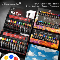 Ensemble de peinture à l'aquarelle 12/24 couleurs (12 ml, 0,4 oz) - Pigments riches, peinture à l'huile vibrante non toxique, ensemble de peinture acrylique pour artistes professionnels