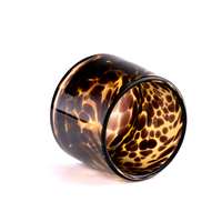 Bougie en verre soufflé à large ouverture, motif léopard